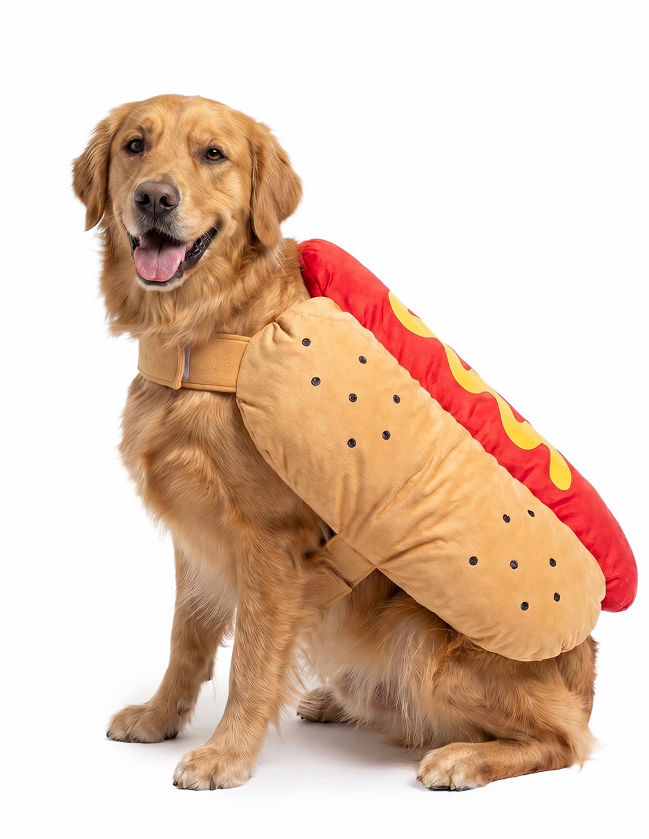 Disfraz de hot dog para perro